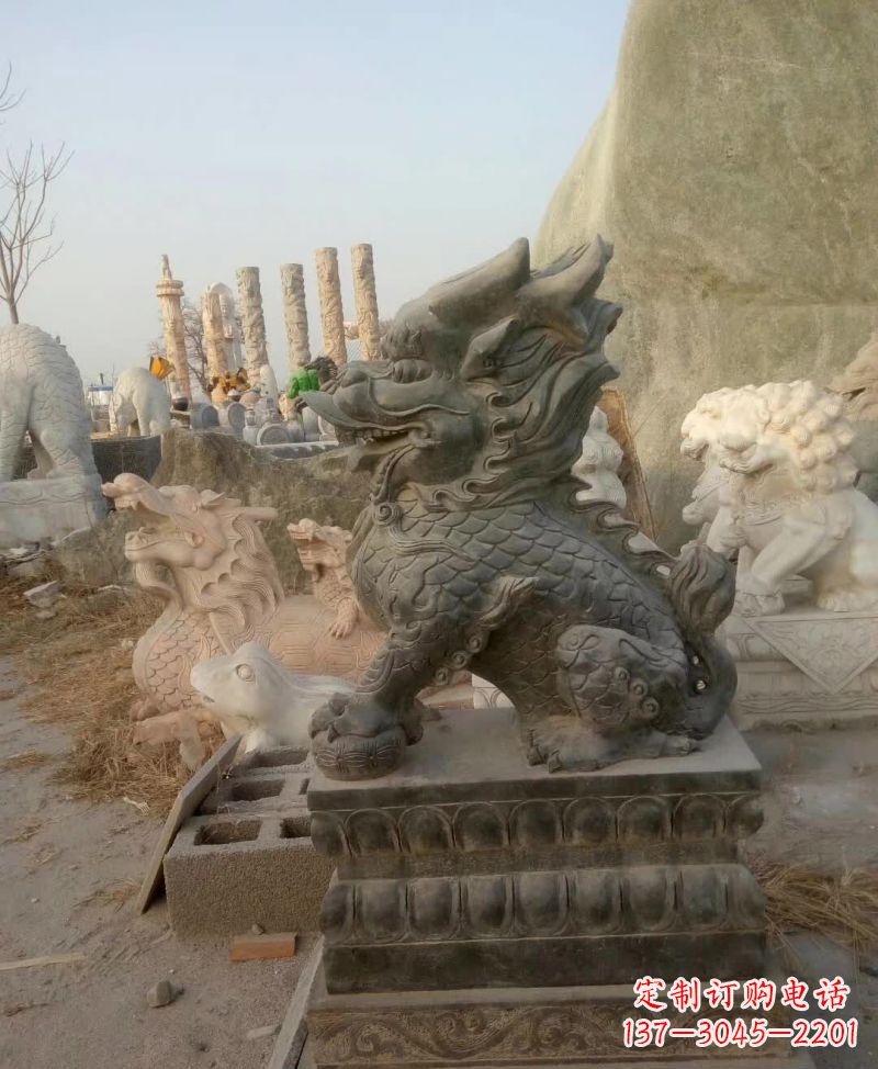 黄冈新中式麒麟雕塑,精美细腻,艺术品级别