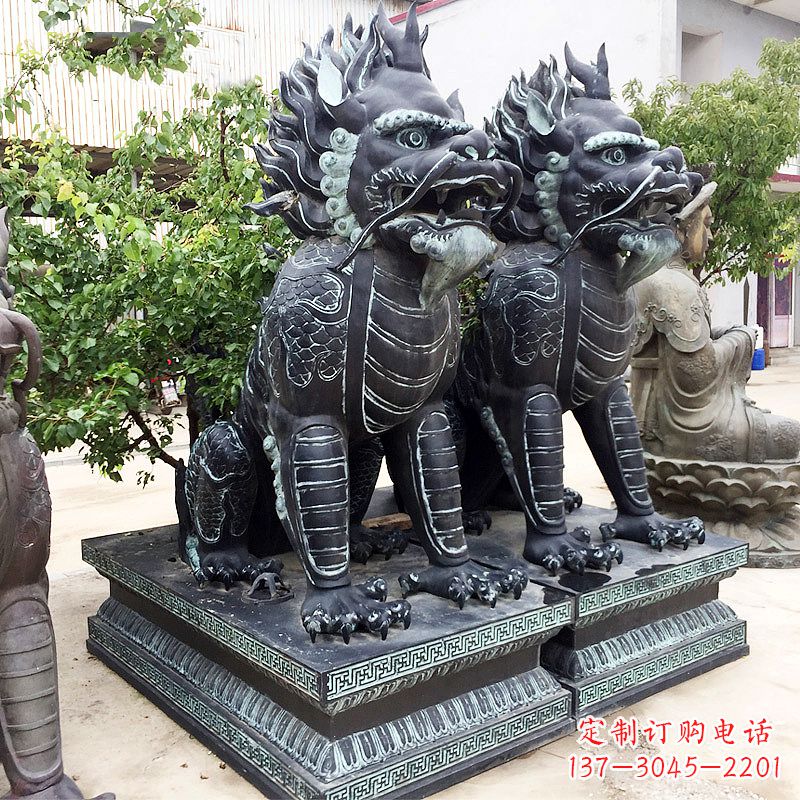 黄冈象征威严的大理石麒麟雕塑