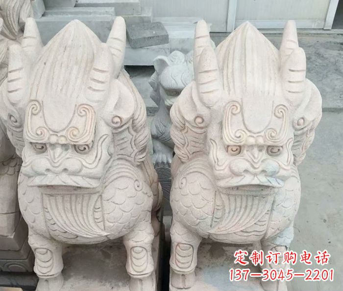 黄冈品质卓越的大理石麒麟古兽雕塑