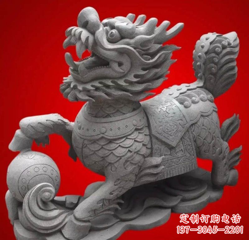 黄冈大理石企业小区门口麒麟雕塑