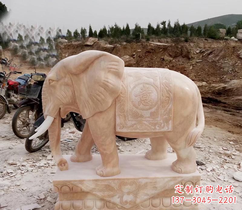 黄冈优雅大象大理石雕塑