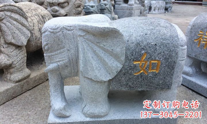 黄冈精美大理石石象雕塑