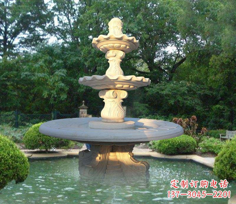 黄冈大理石三层喷泉雕塑