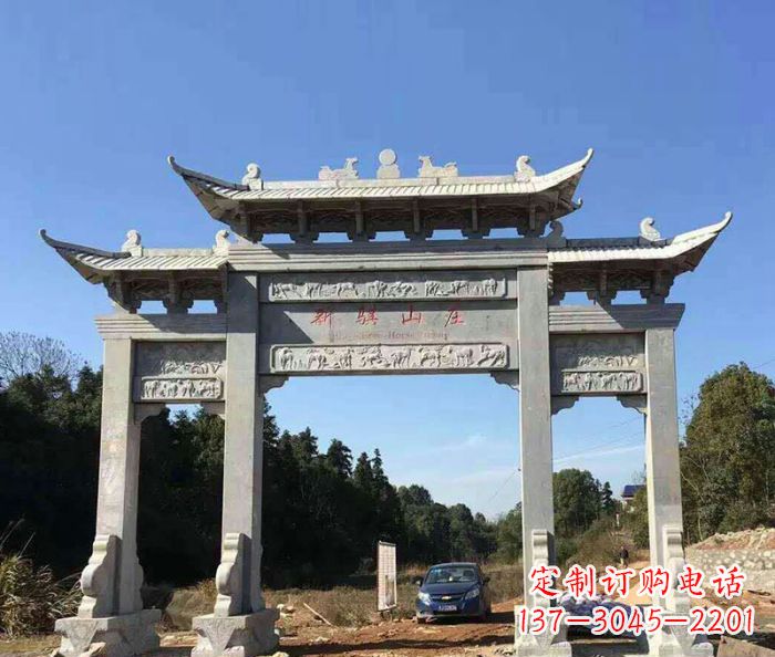 黄冈精美石雕牌坊雕塑