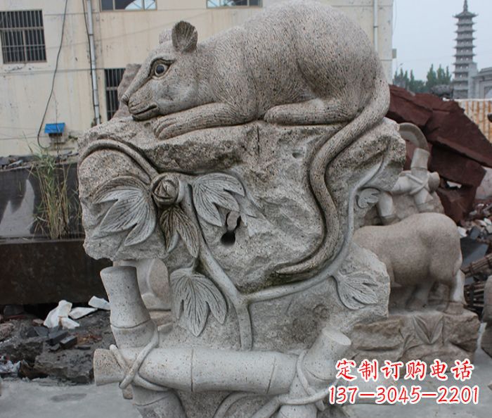 黄冈大理石生肖鼠石雕