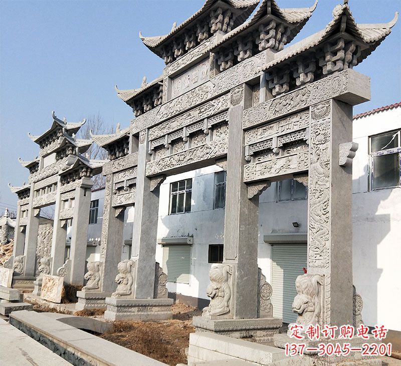 黄冈大理石石雕牌坊雕塑定制