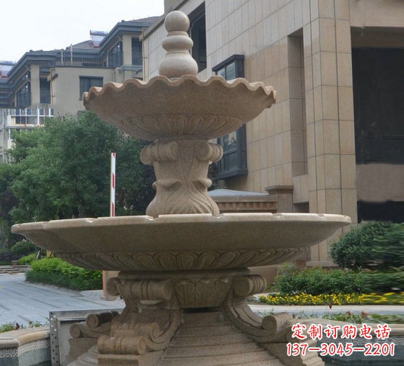 黄冈简约双层大理石喷泉雕塑