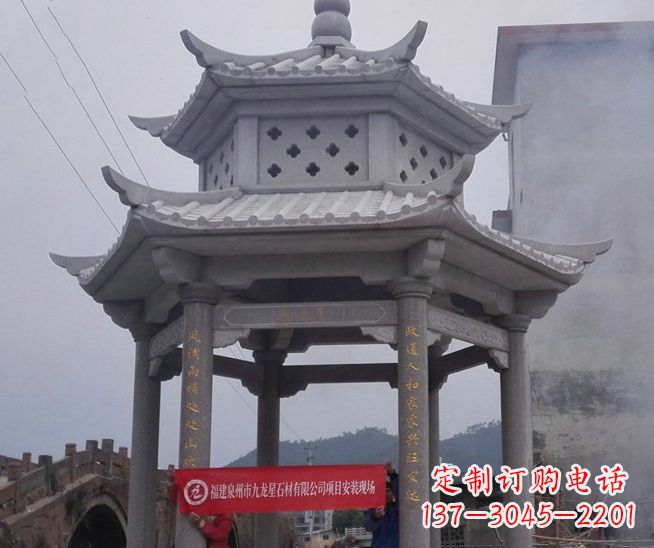 黄冈大理石双层石雕凉亭——独特的艺术结晶