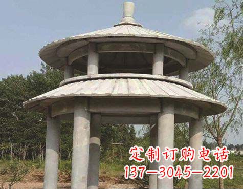 黄冈大理石双层圆顶凉亭石雕