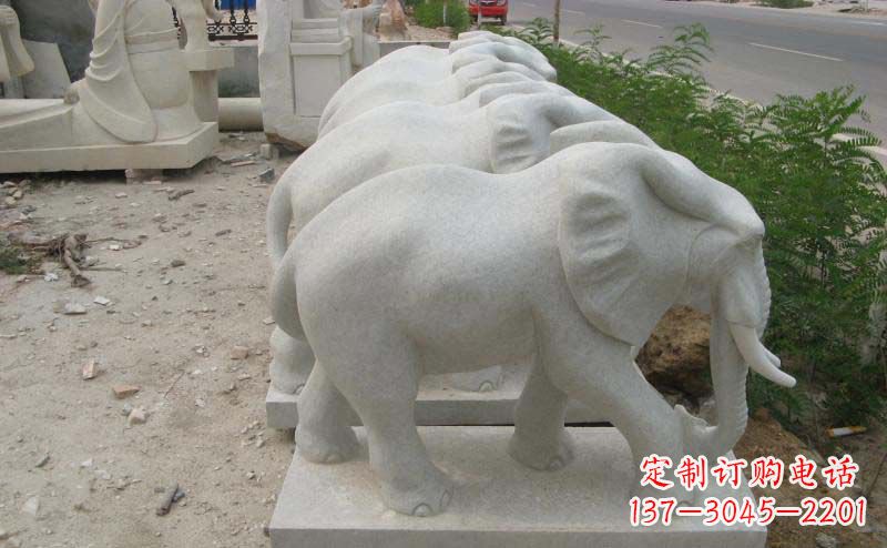 黄冈大理石小象公园动物石雕