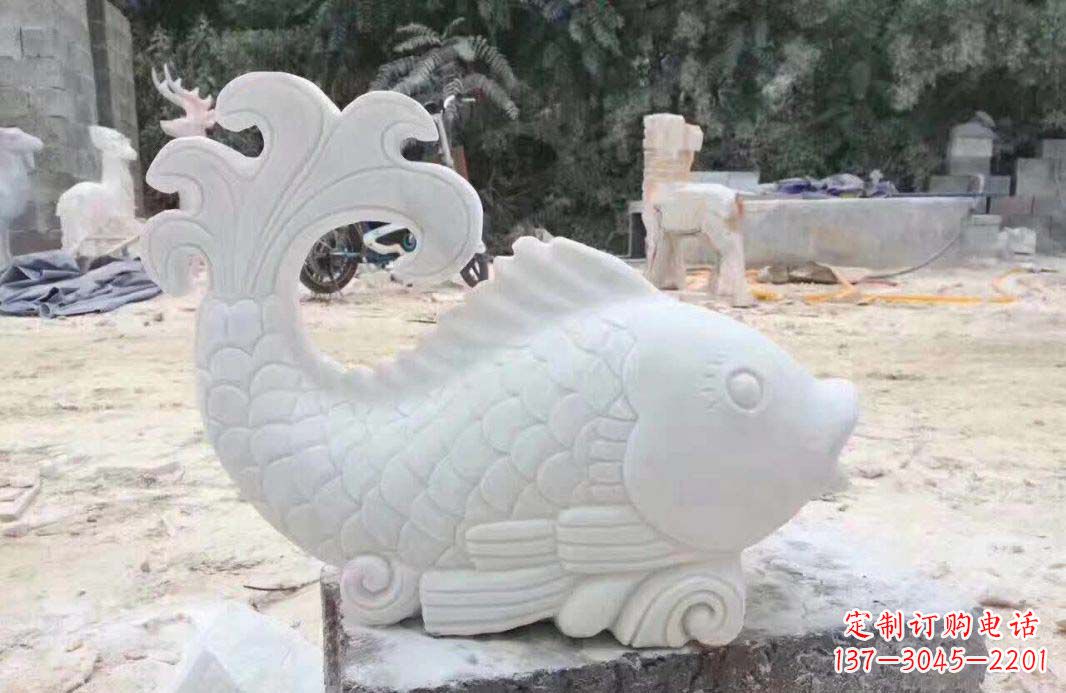 黄冈大理石鱼喷泉雕塑装置