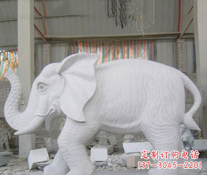 黄冈象征财富的大理石招财大象雕塑