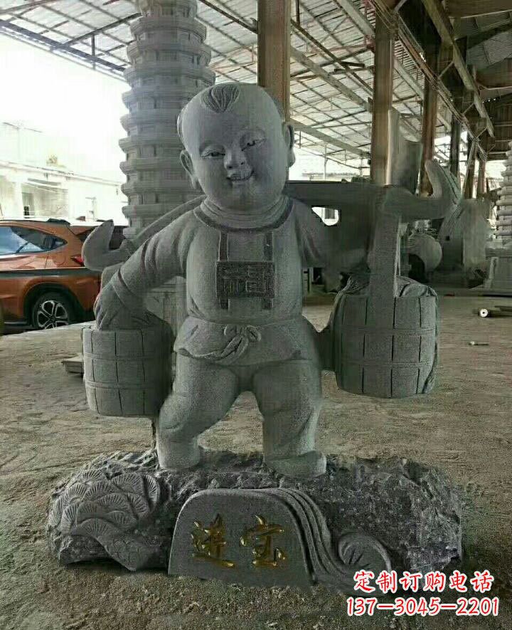 黄冈装点童年的大理石招财进宝儿童雕塑