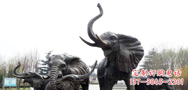 黄冈浓情大象群铜雕景观