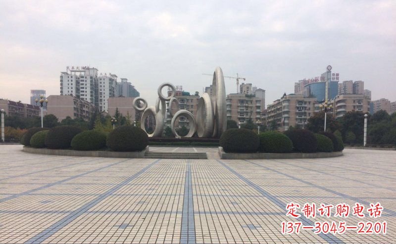 黄冈中领雕塑不锈钢圆环雕塑