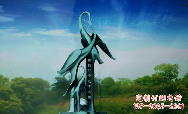 黄冈大型不锈钢仙鹤城市雕塑