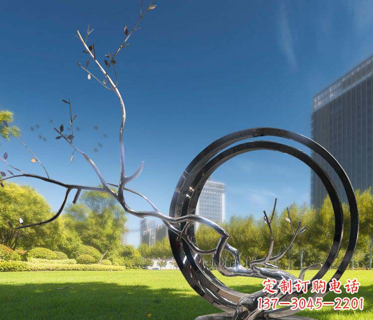 黄冈大型不锈钢圆环景观雕塑