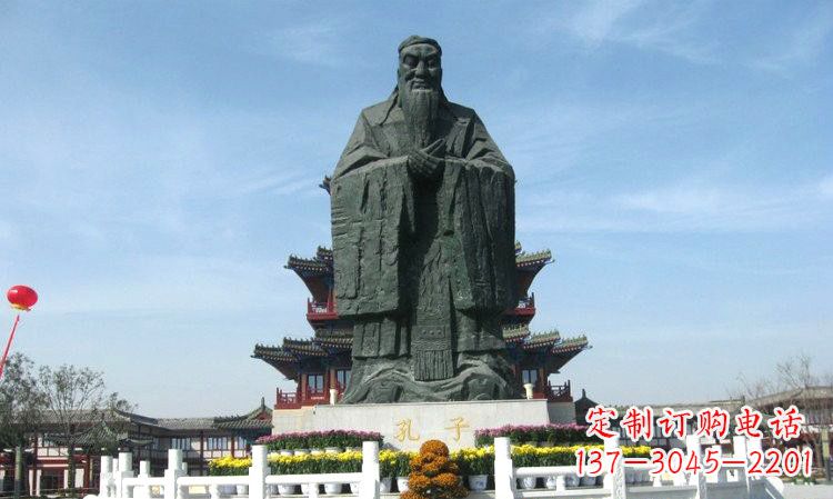 黄冈大型城市景观孔子铜雕像