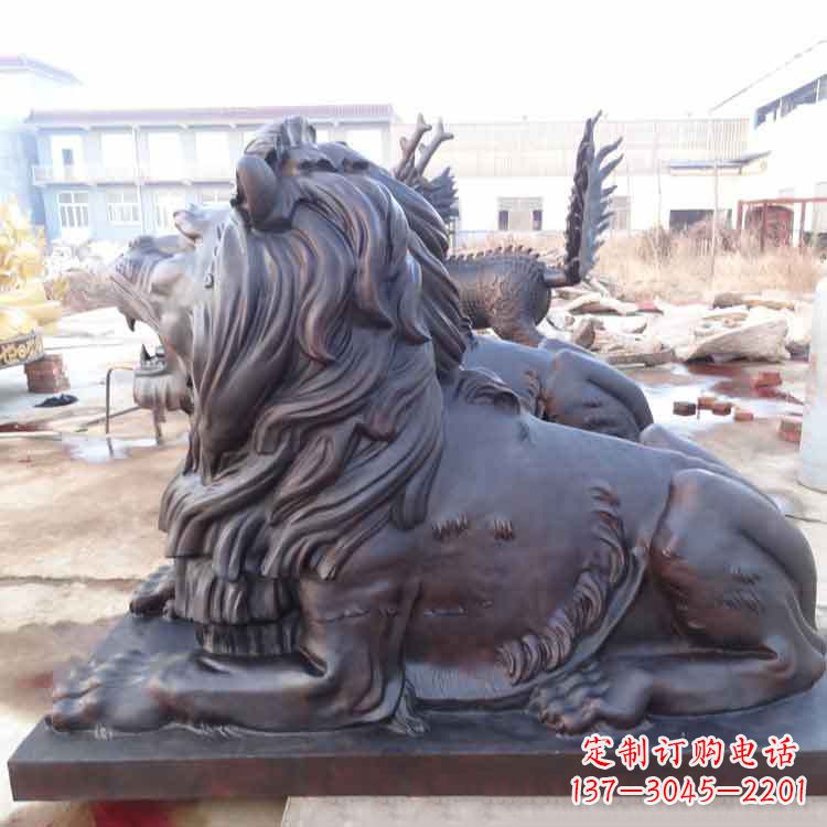 黄冈纯铜港币狮子动物雕塑