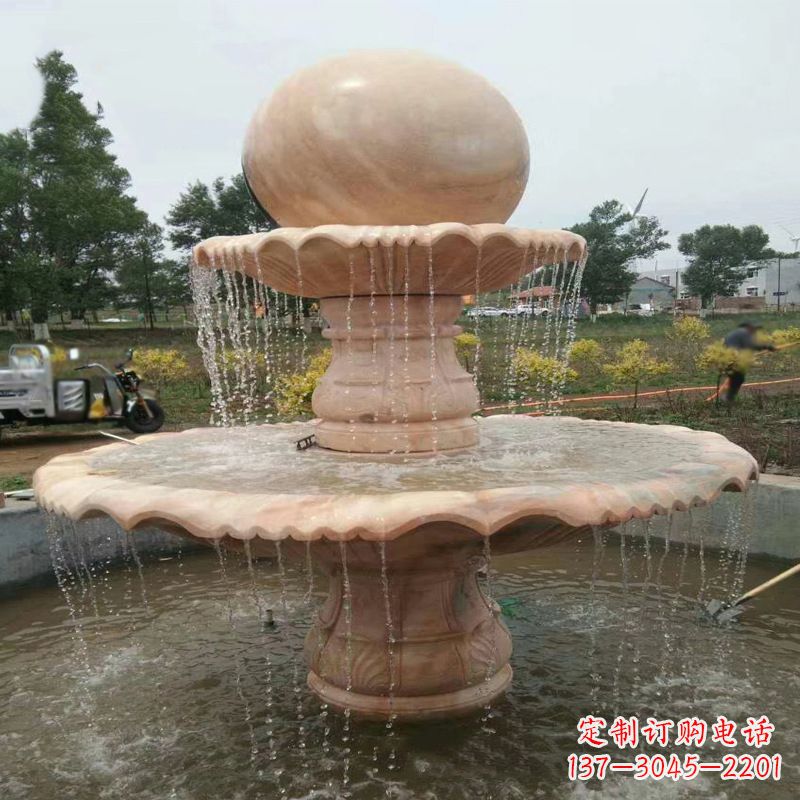 黄冈大型石材风水球-公园园林水景喷泉雕塑