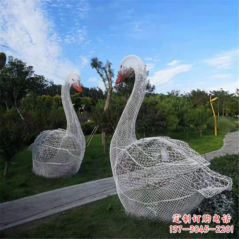 黄冈梦幻般的大型网格天鹅景观动物雕塑