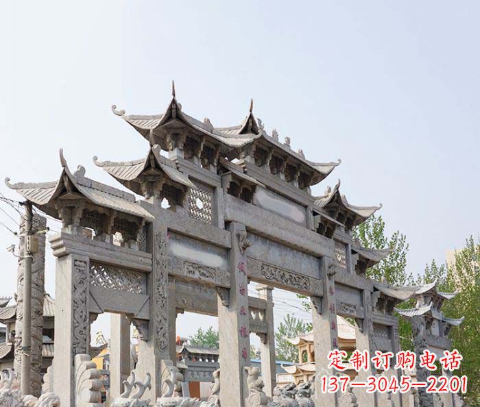 黄冈大型五门石雕牌楼 (2)