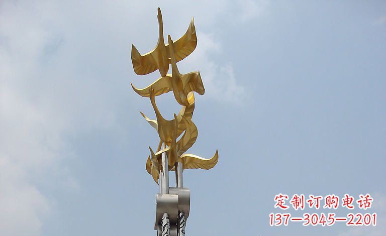 黄冈大雁不锈钢雕塑—梦想之羽