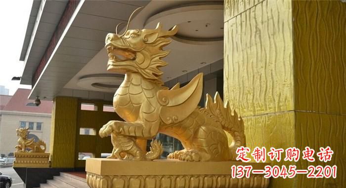黄冈精美麒麟铜雕,展现神秘之美
