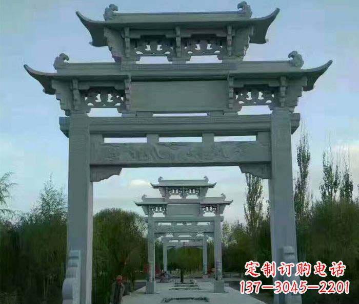 黄冈牌坊雕塑精美大理石雕塑艺术