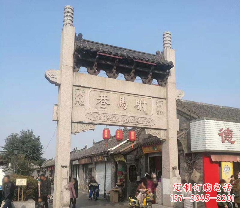 黄冈单门石牌坊石雕_1