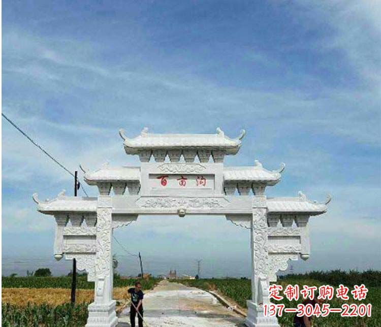 黄冈单门石牌坊石雕_2
