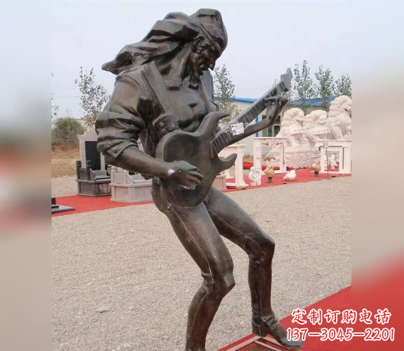 黄冈弹吉他广场小品人物铜雕