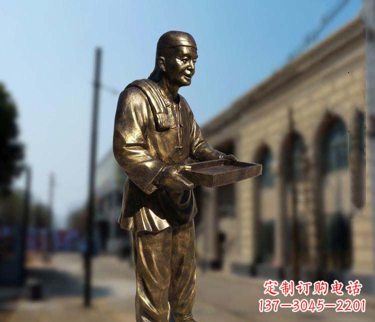 黄冈古典神秘的店小二人物铜雕