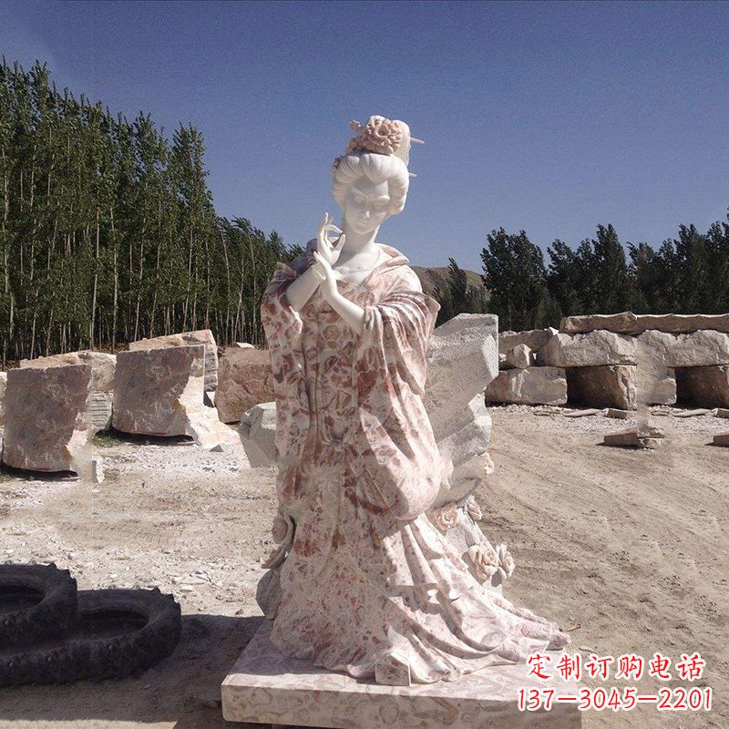 黄冈传统艺术精美貂蝉石雕塑