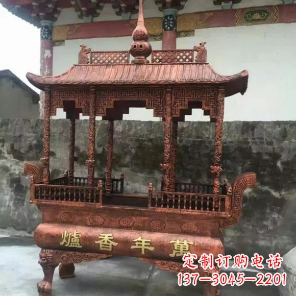 黄冈雕刻蝙蝠铜香炉