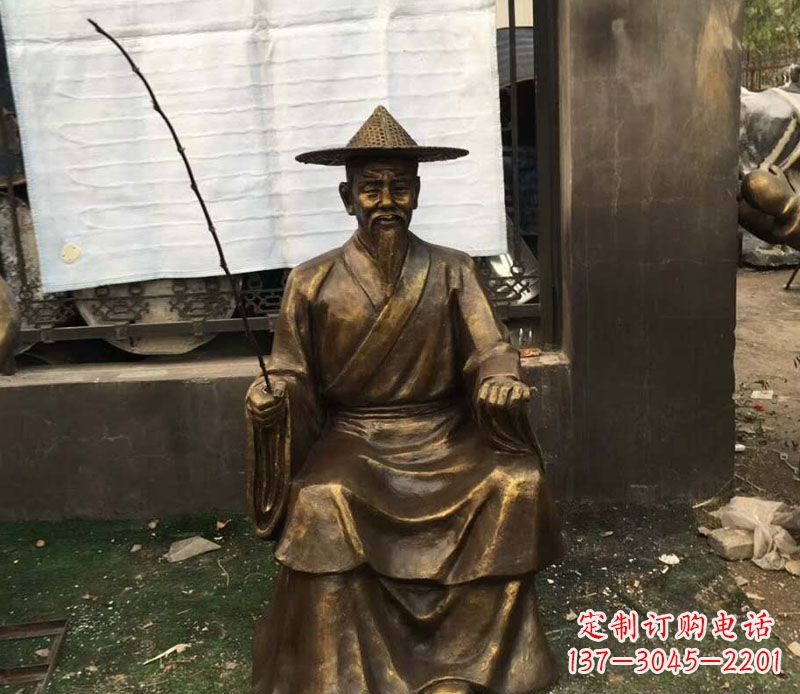 黄冈精美手工渔翁铜雕