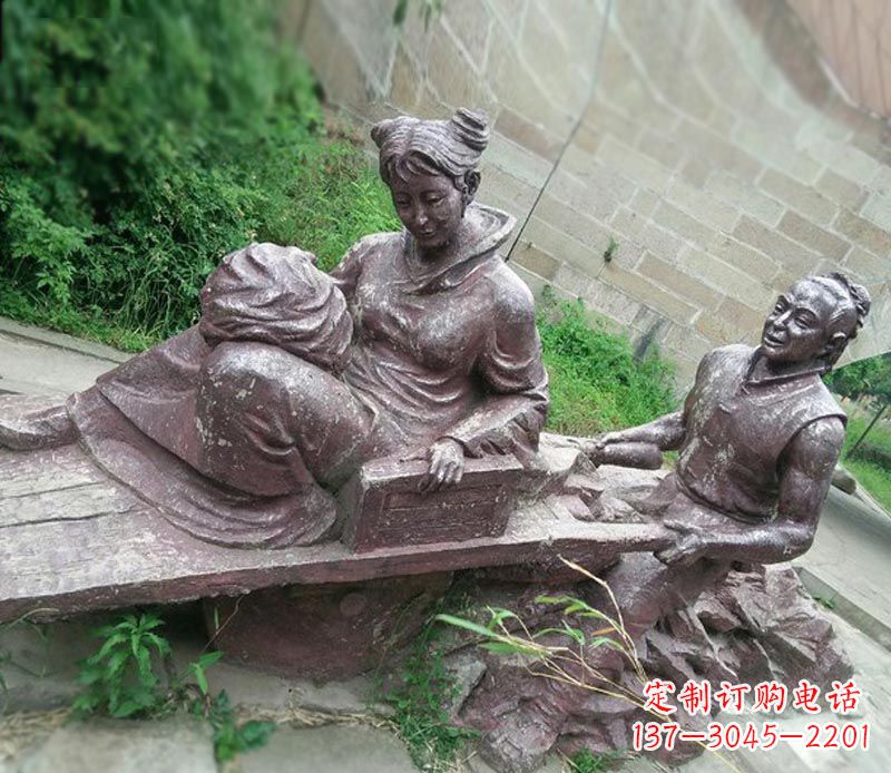 黄冈传统风格高雅的独轮车铜雕