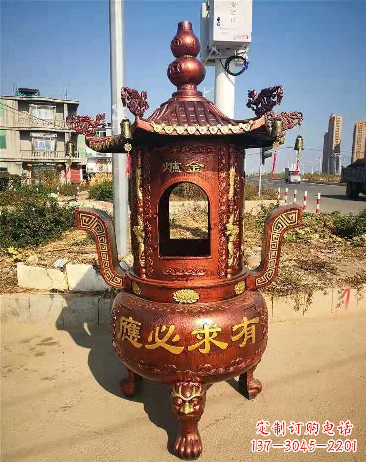 黄冈杜浦精制铜香炉雕塑