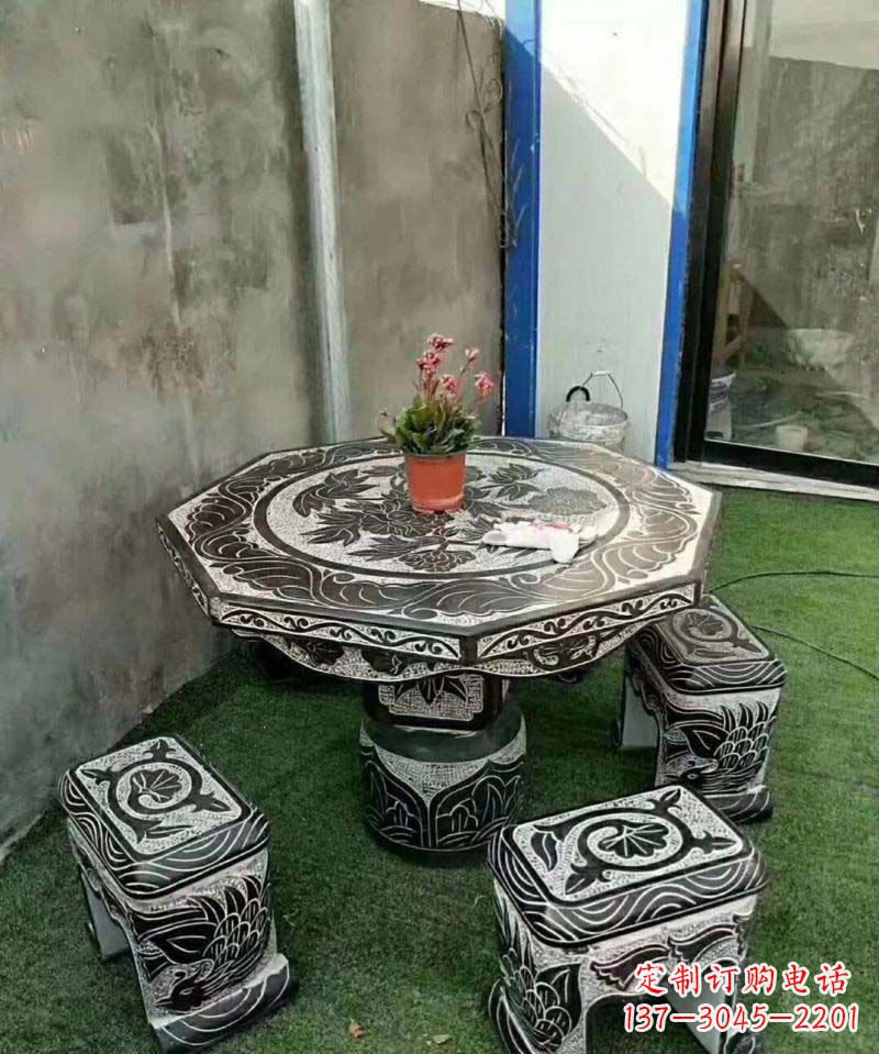 黄冈多边形石头桌凳雕塑