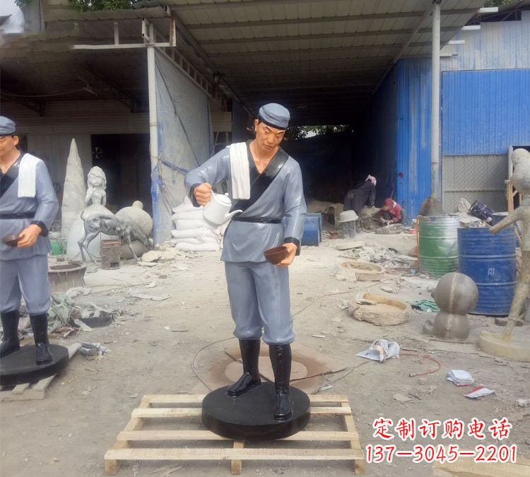 黄冈铝合金仿真店小二雕塑