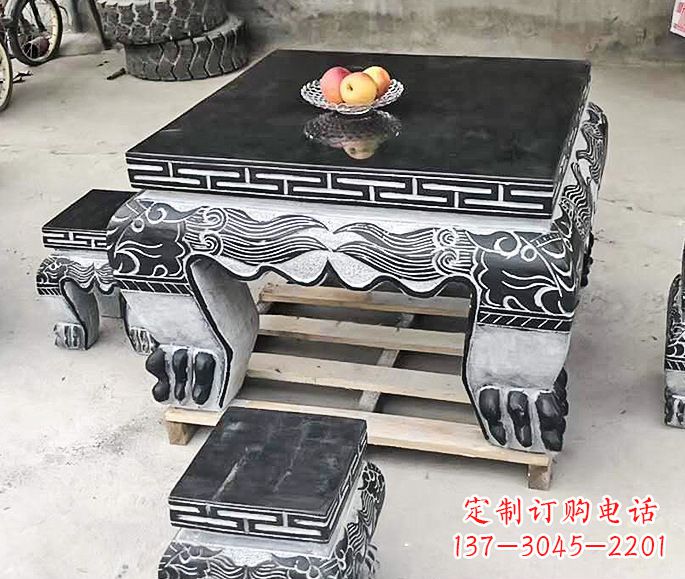 黄冈中领雕塑方形仿古石桌凳