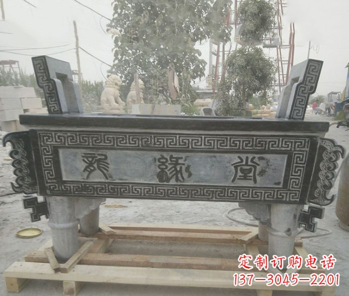 黄冈方形四足香炉石雕艺术品