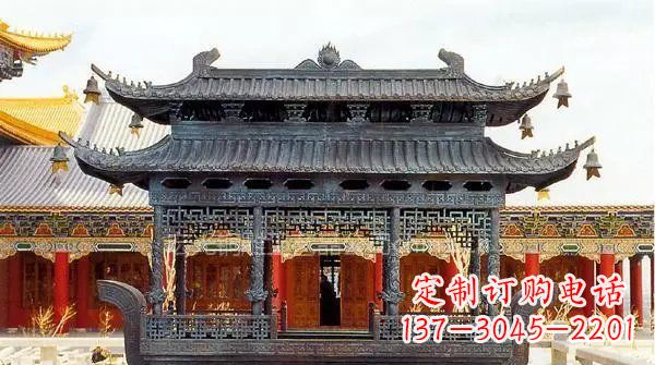 黄冈方形寺庙香炉铜雕塑