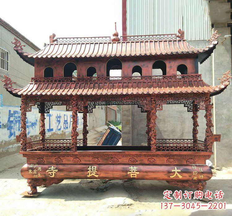 黄冈方形铜定制香炉雕塑