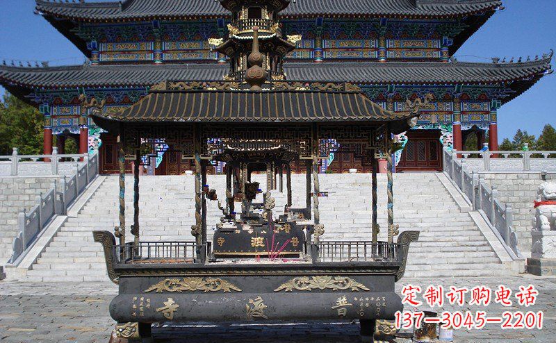 黄冈方形香炉寺庙铜雕_1