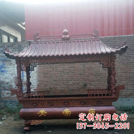 黄冈方形香炉铜雕塑，精美香炉雕塑