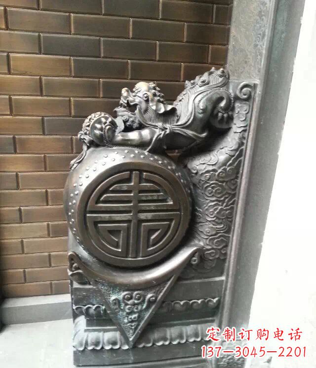 黄冈精美仿古门墩铜雕