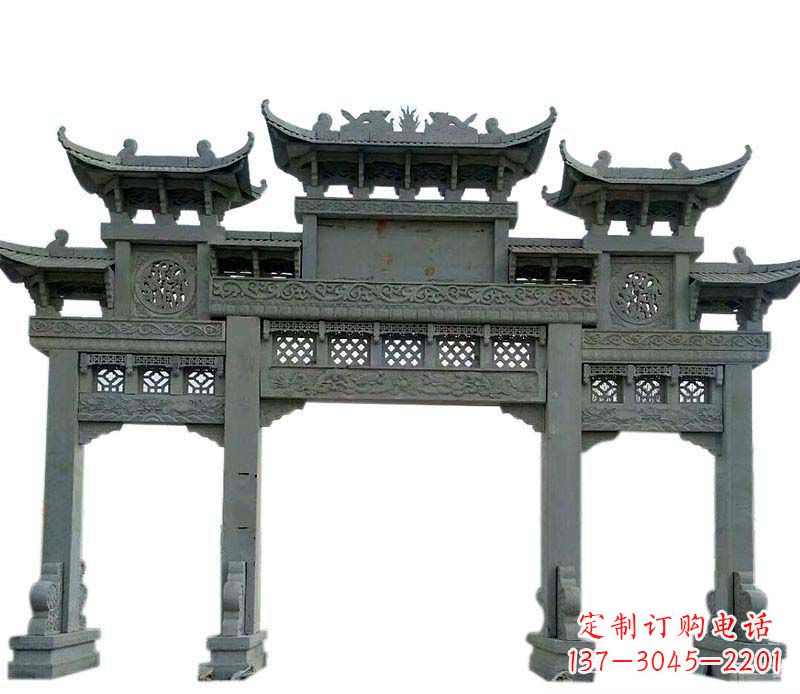 黄冈精美的仿古大理石牌坊雕塑