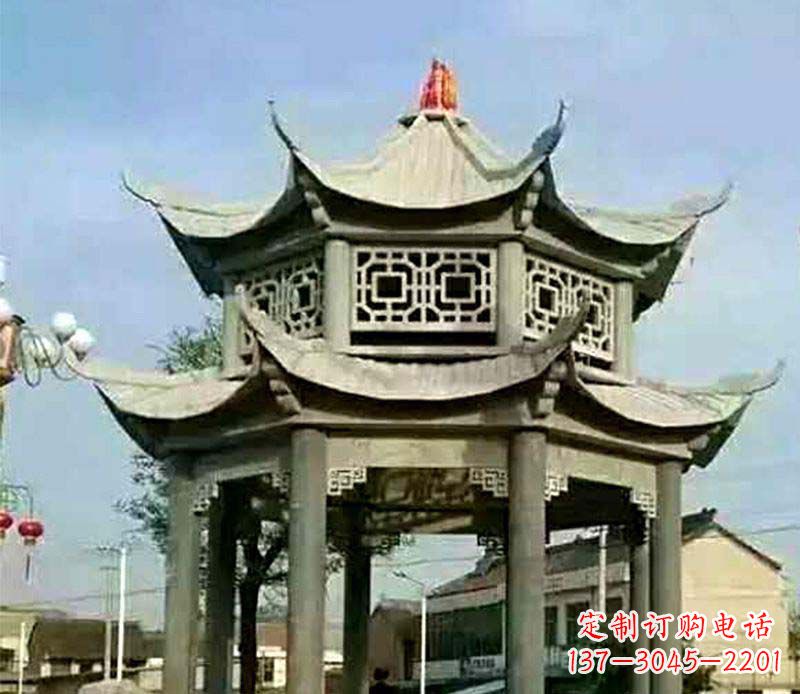 黄冈仿古石凉亭石雕 (2)
