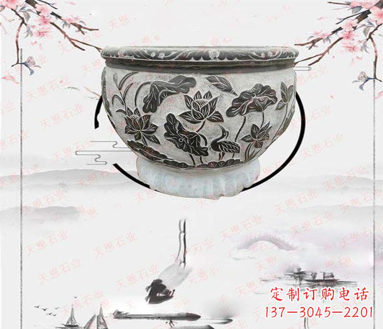 黄冈仿古石水缸石浮雕石雕